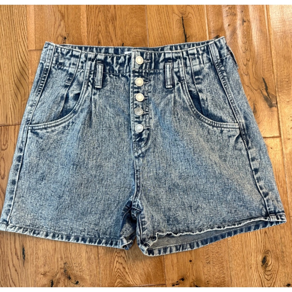 Vervet by Flying Monkey Acid Wash High Waist Button Fly Denim Shorts Medium
